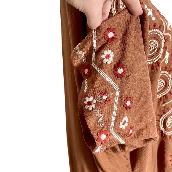 J Jill Women's OS Embroidered Kimono Open Front Cardigan Asymmetrical - Picture 6 of 13